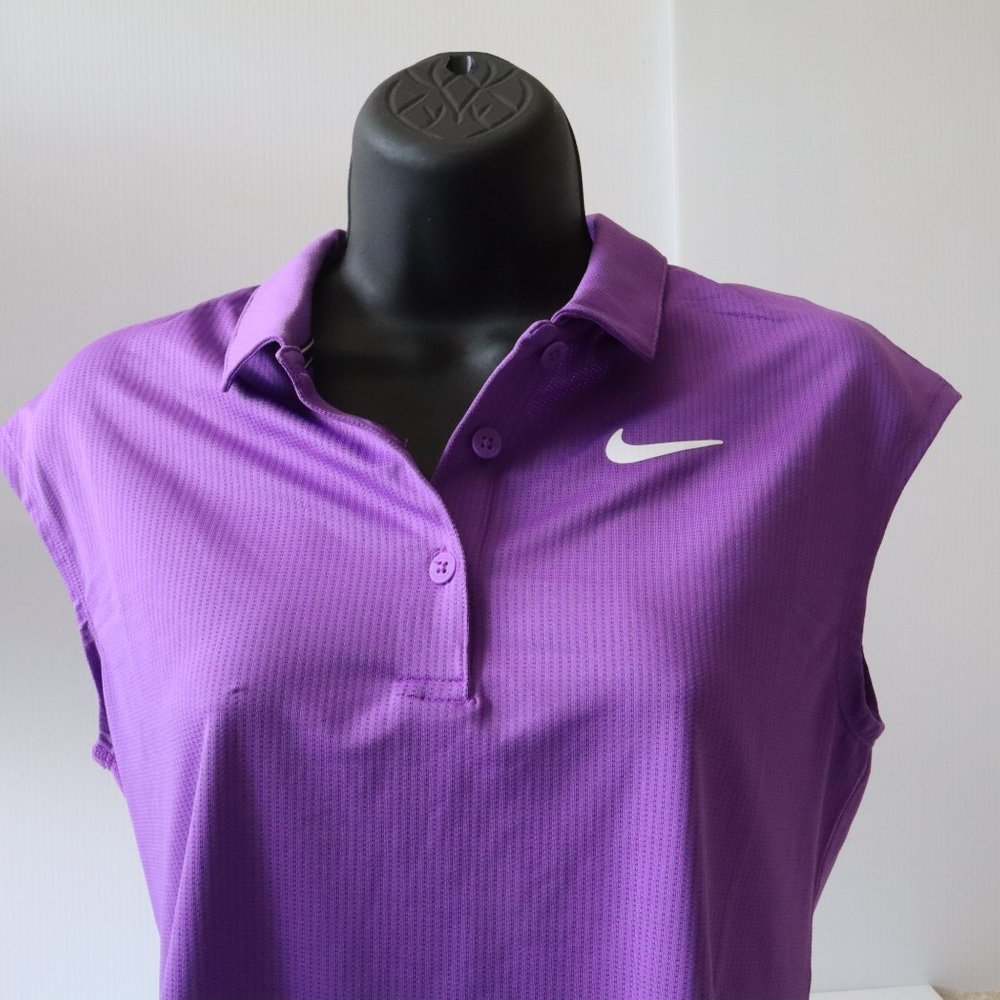 Nike Purple Sleeveless Button-Down Polo Shirt